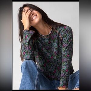 Natural Life Lily Cotton Long Sleeve Tee Shirt Dark Blue Garden M Forest Fairy